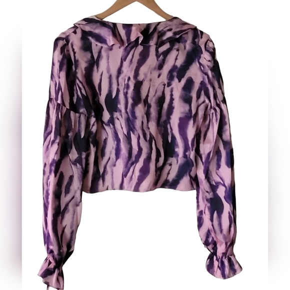 TOPSHOP Tie Dye Ruffle Long Sleeve Crop Jacket Top New - Picture 2 of 12